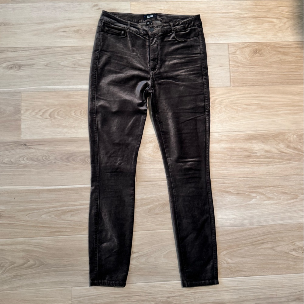 Paige velvet skinny jean in brown/grey